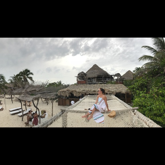 White long dress w/ Stripes PETITE - Picture 4 of 8